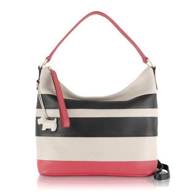 Black and pink striped Berwick Street medium scoop cross body bag